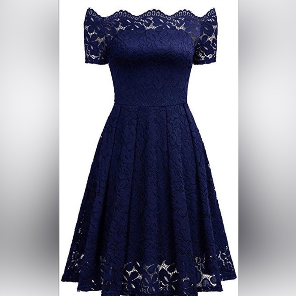 #011 MISSMAY Women's Vintage Floral Lace Short Sleeve Boat Neck Cocktail. - Picture 4 of 9